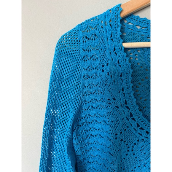 Lilly Pulitzer Blue Crochet Pom Pom Long Sleeve Sweater - Picture 3 of 7